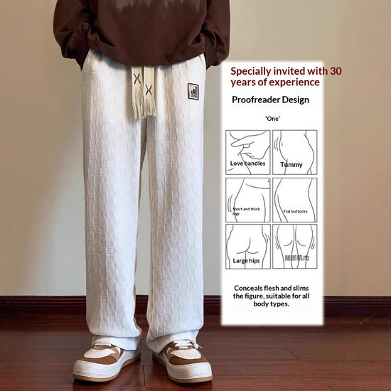 Mens Casual Plus-Size Pants With A Checkerboard Pattern