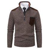 Pullover Men Sweater Thick Polo Shirts Korean Half Zipper