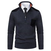 Pullover Men Sweater Thick Polo Shirts Korean Half Zipper