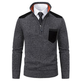 Pullover Men Sweater Thick Polo Shirts Korean Half Zipper